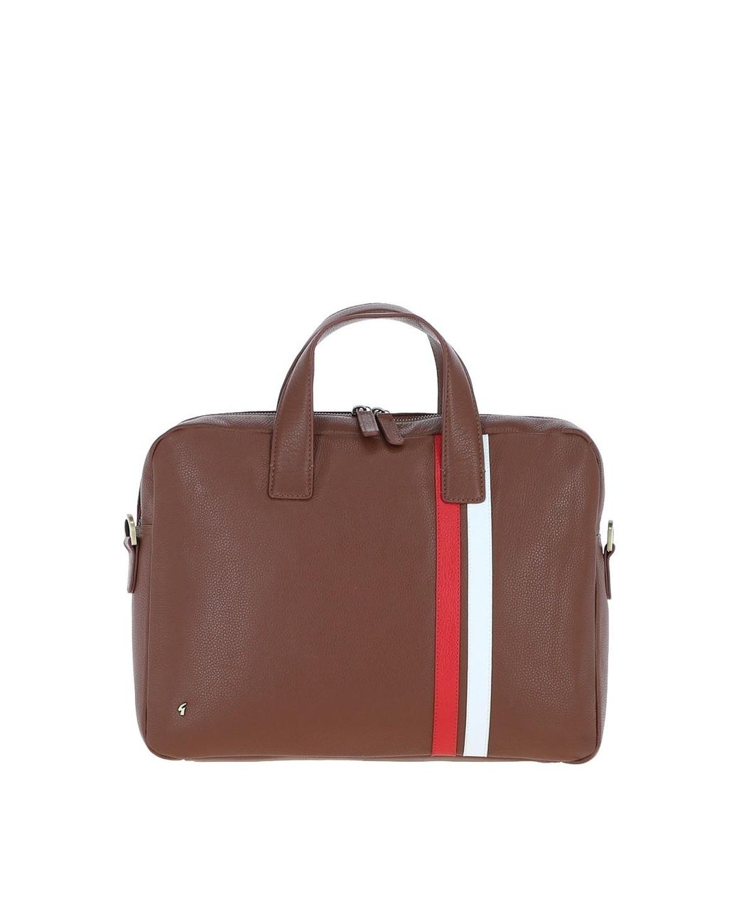 Gabicci Red Real Leather Messenger Bag With Striped Front Detail for men