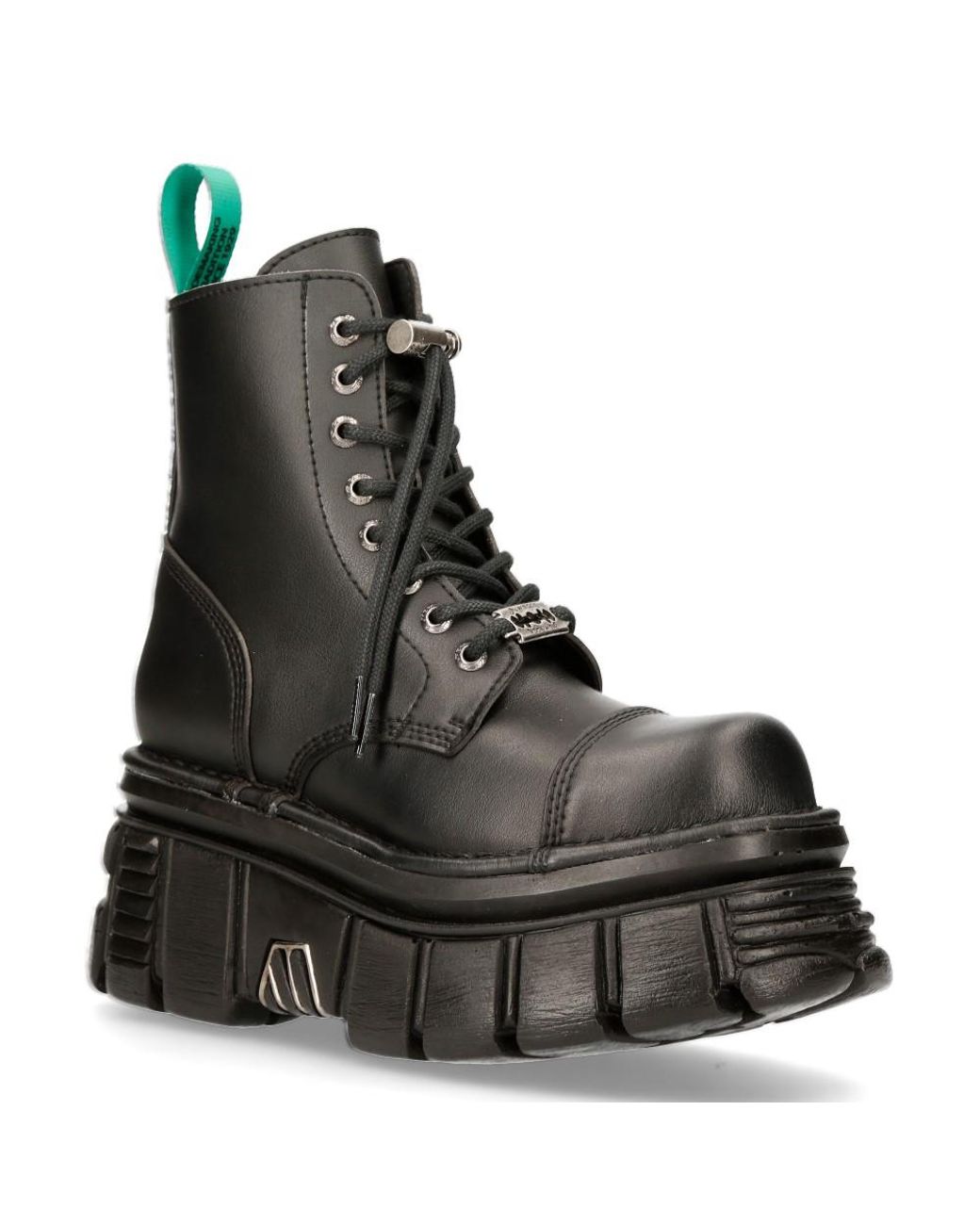 New Rock Black Vegan Leather Combat Platform Boots- Tankmili083-Vs2