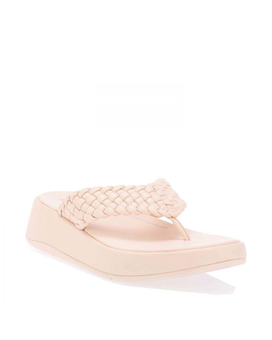 Fitflop Pink Fit Flop F-Mode Leather Flatform Toe-Post Sandals