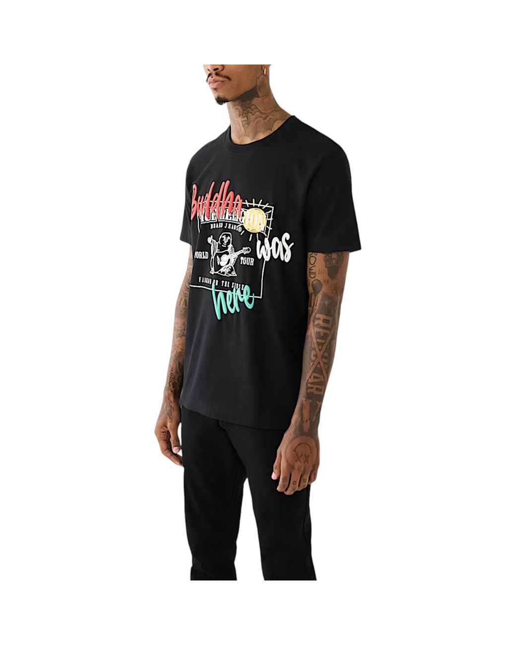 True Religion Black 108017 T Shirts Crew Neck Tee for men