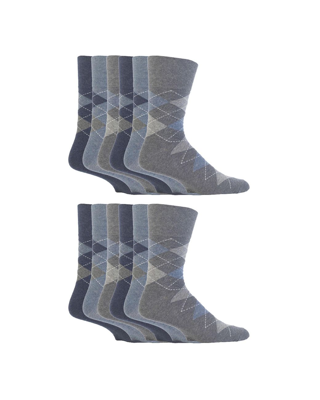 Gentle Grip Blue 12 Pairs Loose Top Socks for men