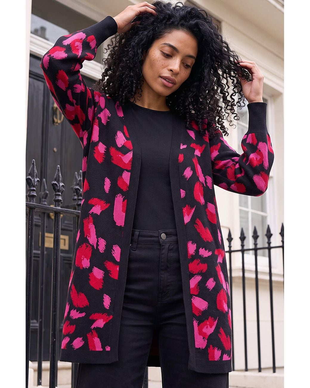 Roman Red Contrast Knit Cardigan