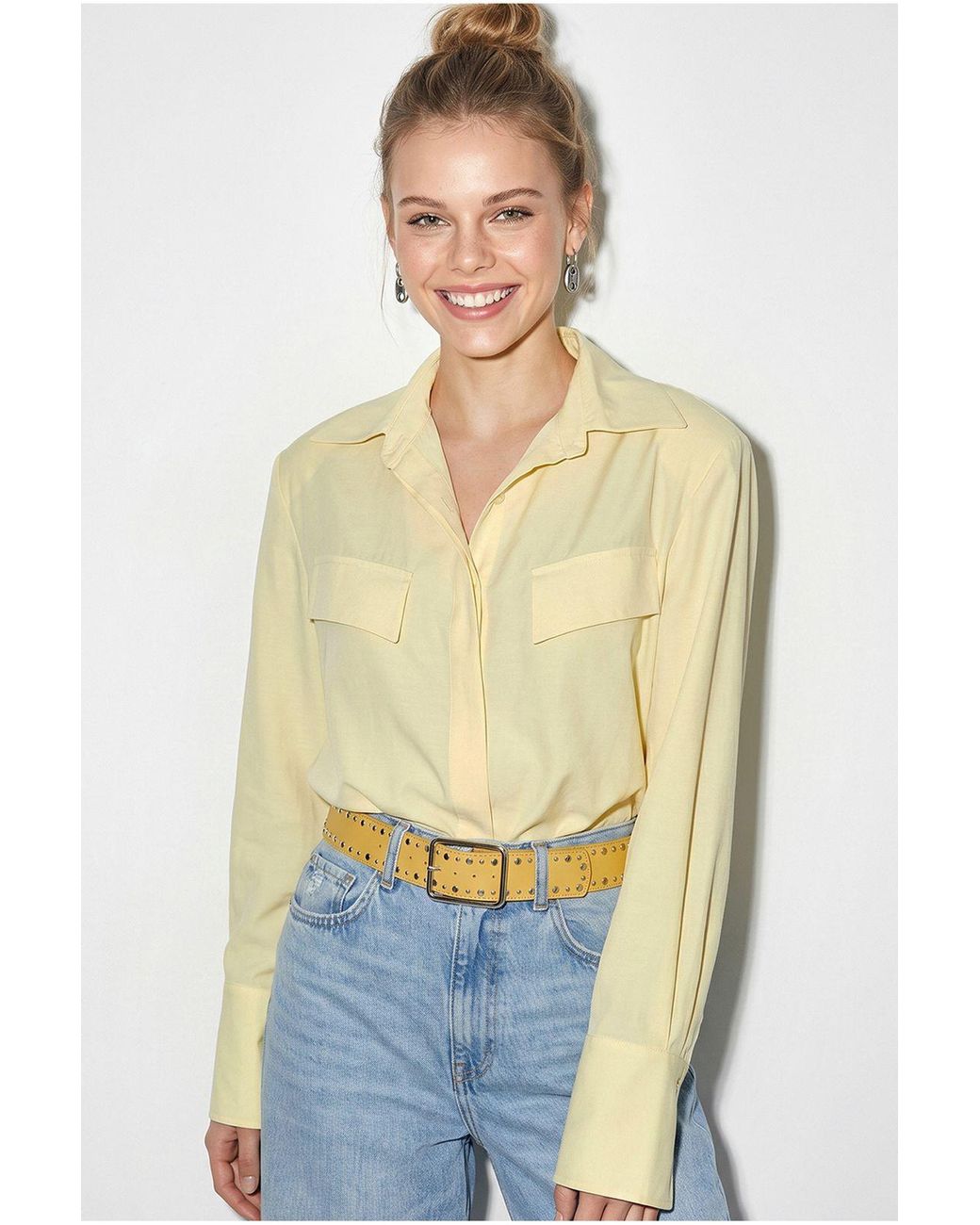 Bianco Lucci Yellow Regular-Fit Woven Crepe Shirt