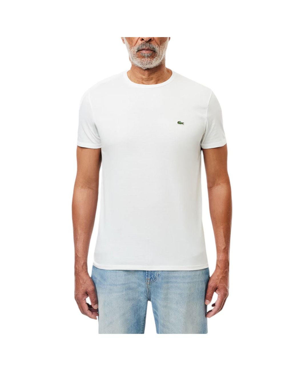 Lacoste White Th6709 T Shirts Short Sleeve Crew Neck Soft Pima Cotton Summer Tee for men