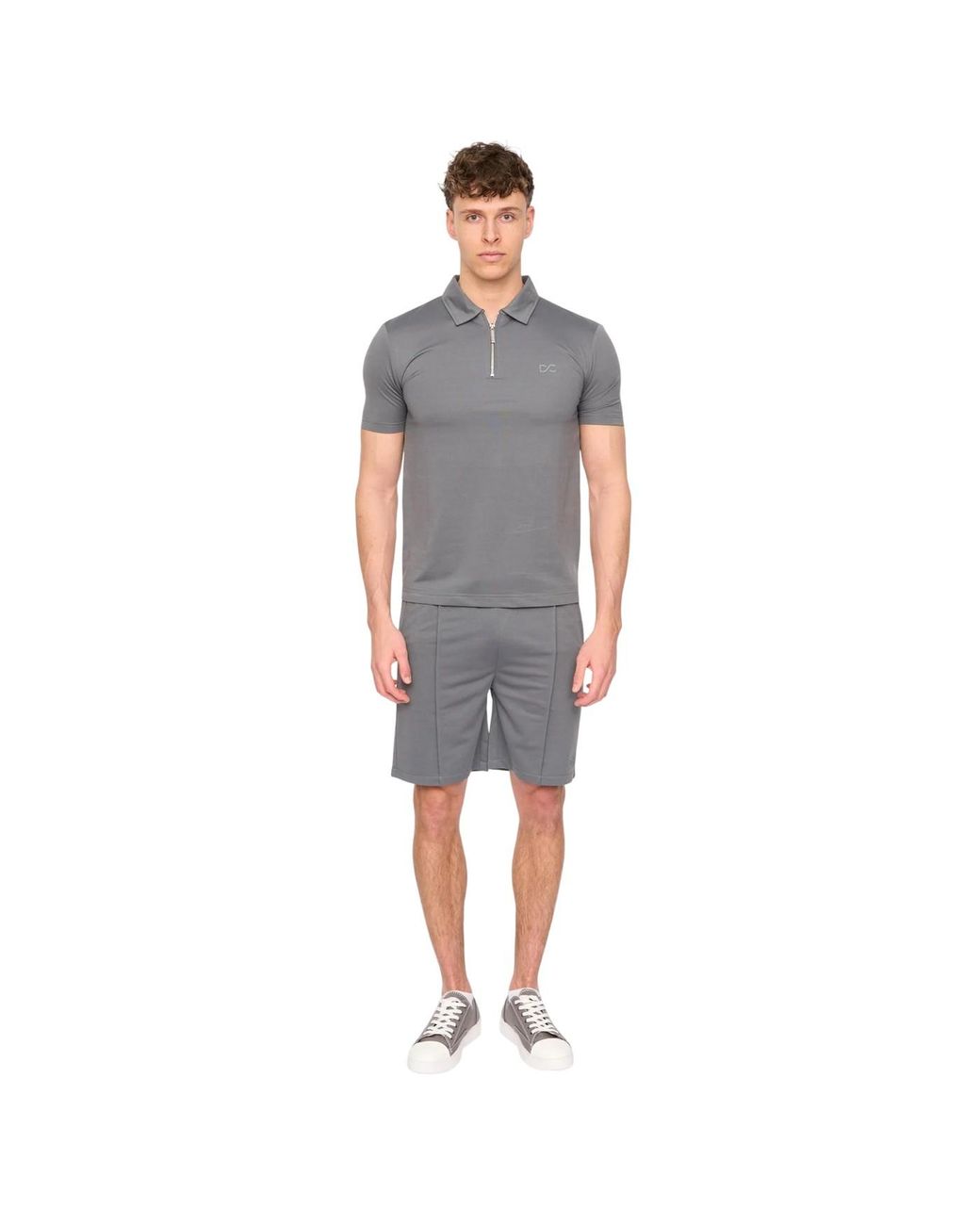 Duck and Cover Gray Medford Pintuck Everyday Polo And Shorts Set for men