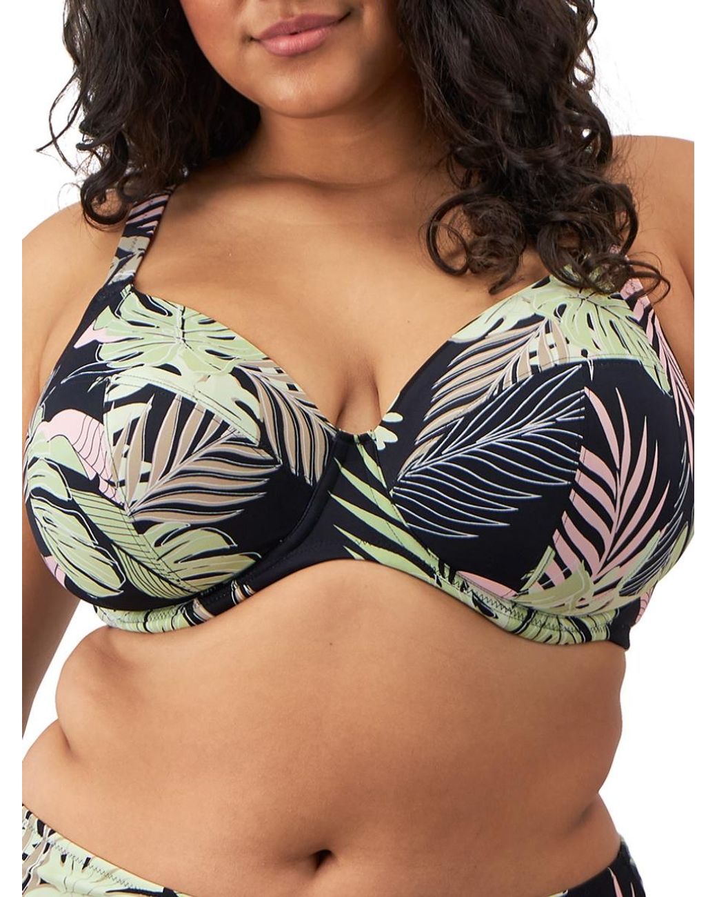 Elomi Black Tropical Retreat Plunge Bikini Top