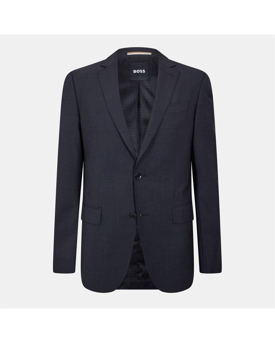 Boss Blue Solid Patterned Single Button Notch Collared Blazer for men