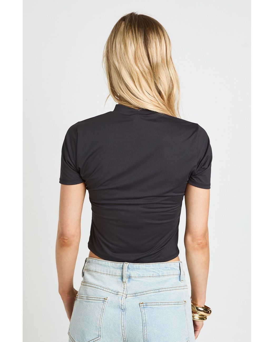 Boohoo Black Petite Second Skin Crew Neck Everyday Tee