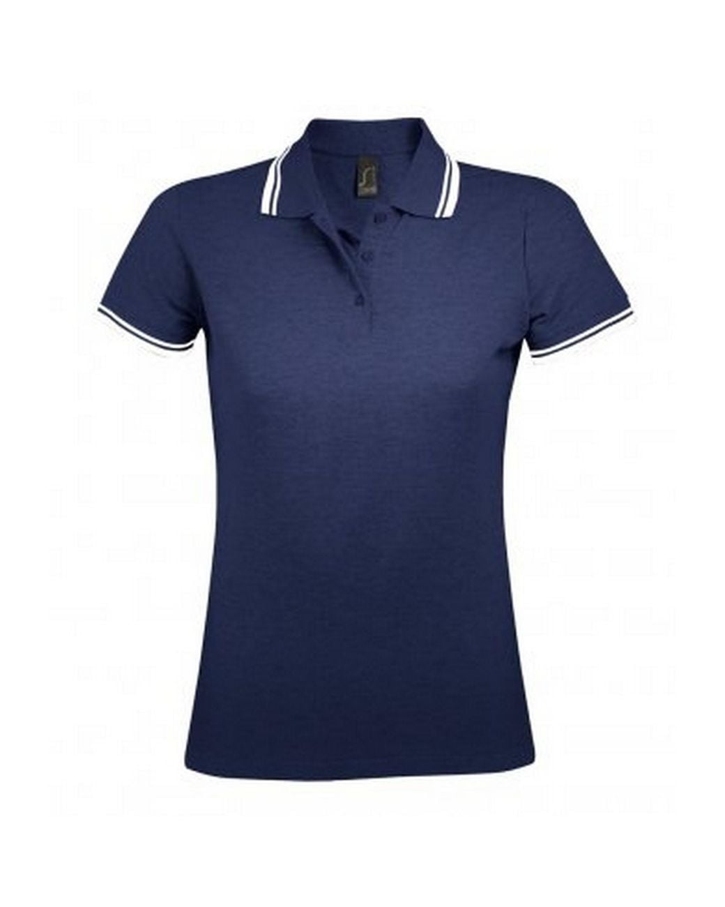 Sol's Blue Ladies Pasadena Tipped Short Sleeve Pique Polo Shirt (French/