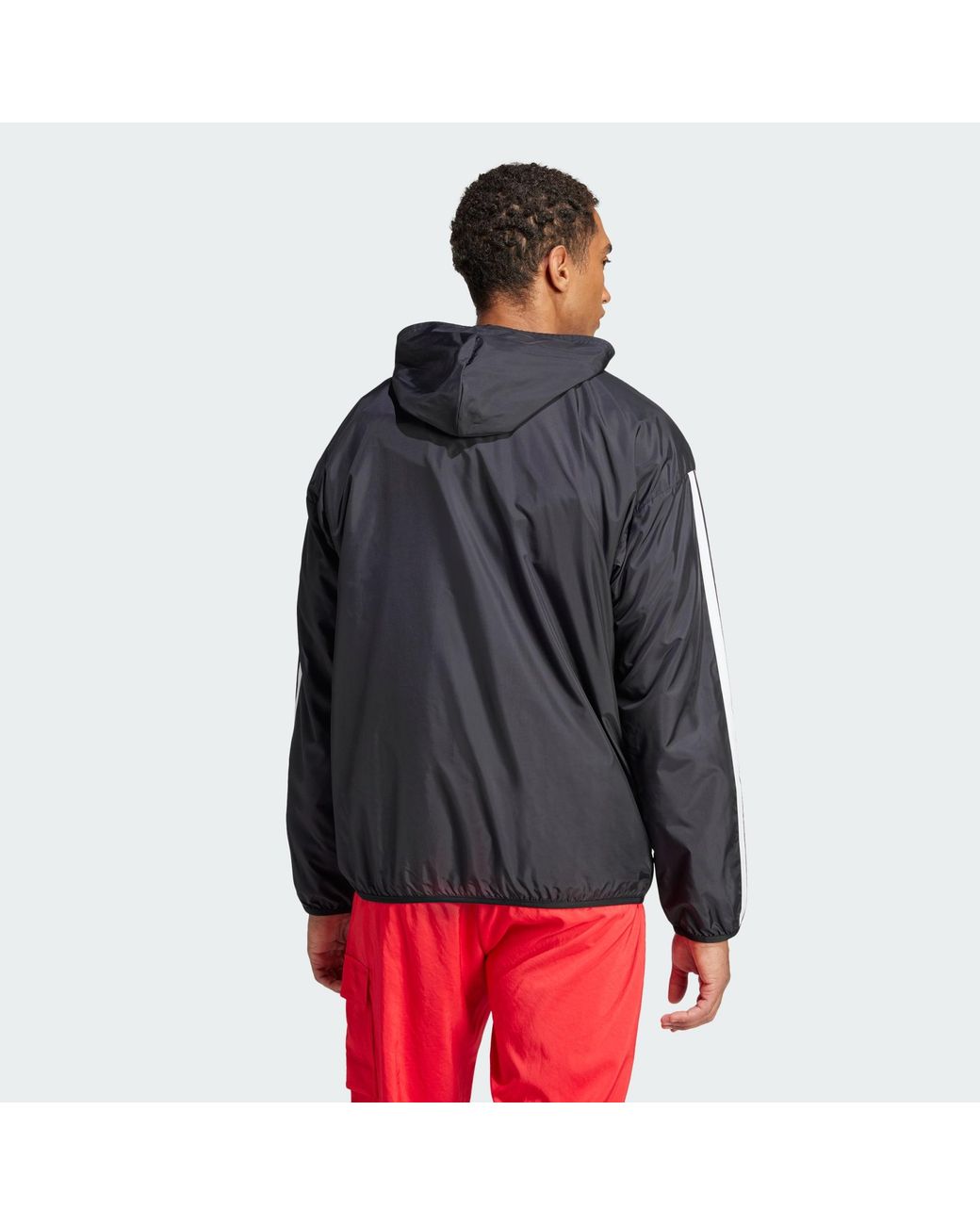 Adidas Gray Essentials 3-Stripes Windbreaker for men
