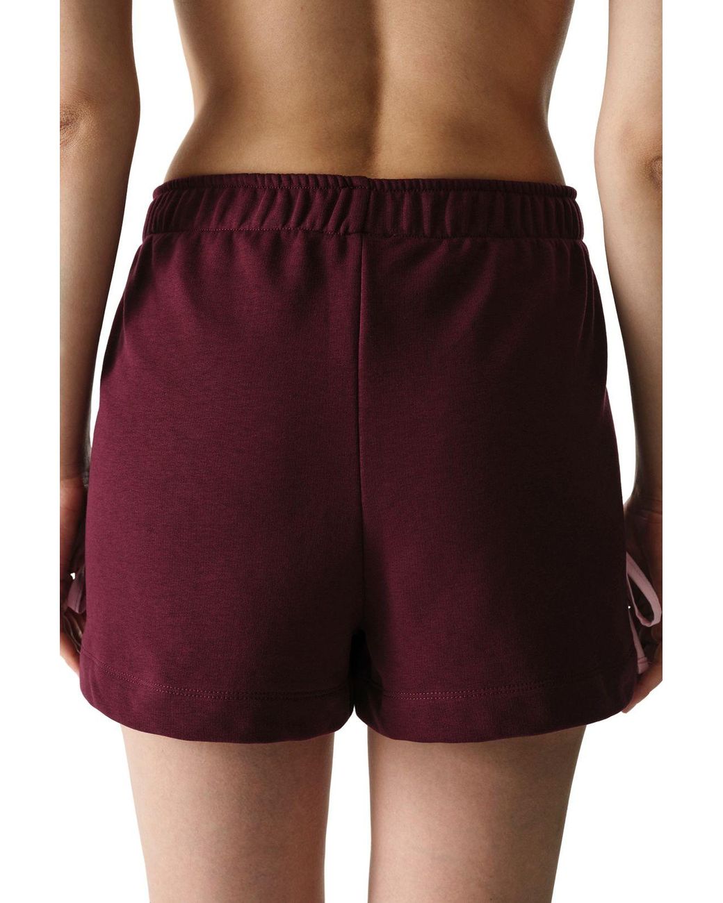 Penti Red Oversized Knitted Jersey Shorts With Bow Detail