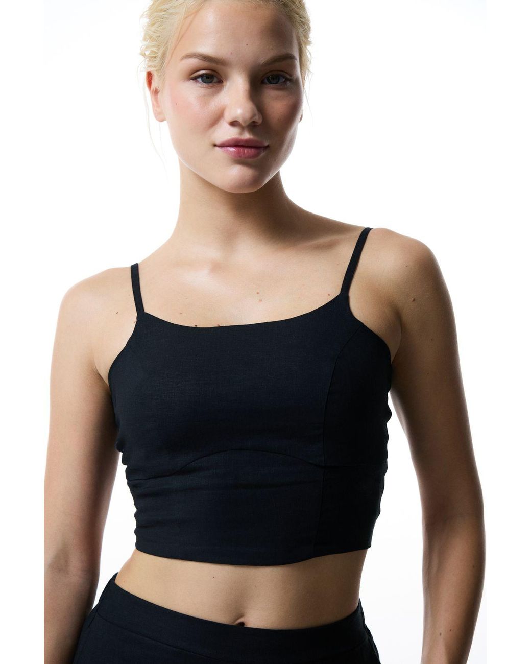 Penti Black Square Neck Cut-Out Crop Cami