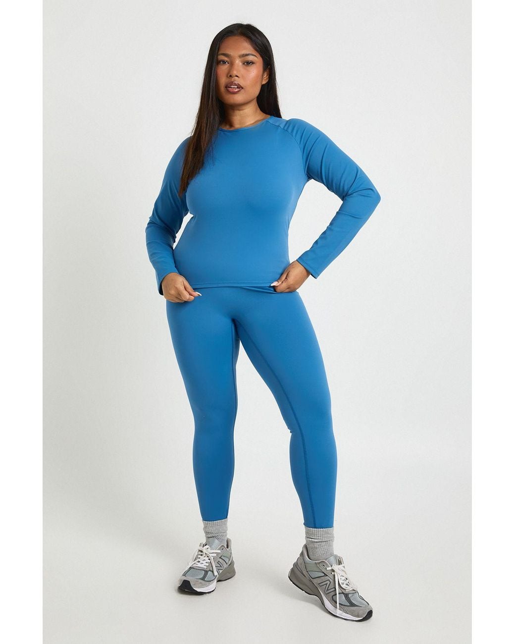 Boohoo Blue Plus Super Soft Sculpt Seam Detail Legging