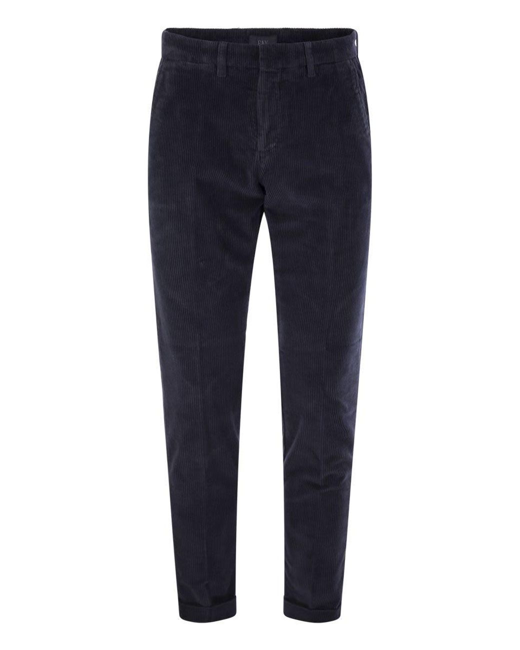 Fay Blue Slim Corduroy Trousers for men