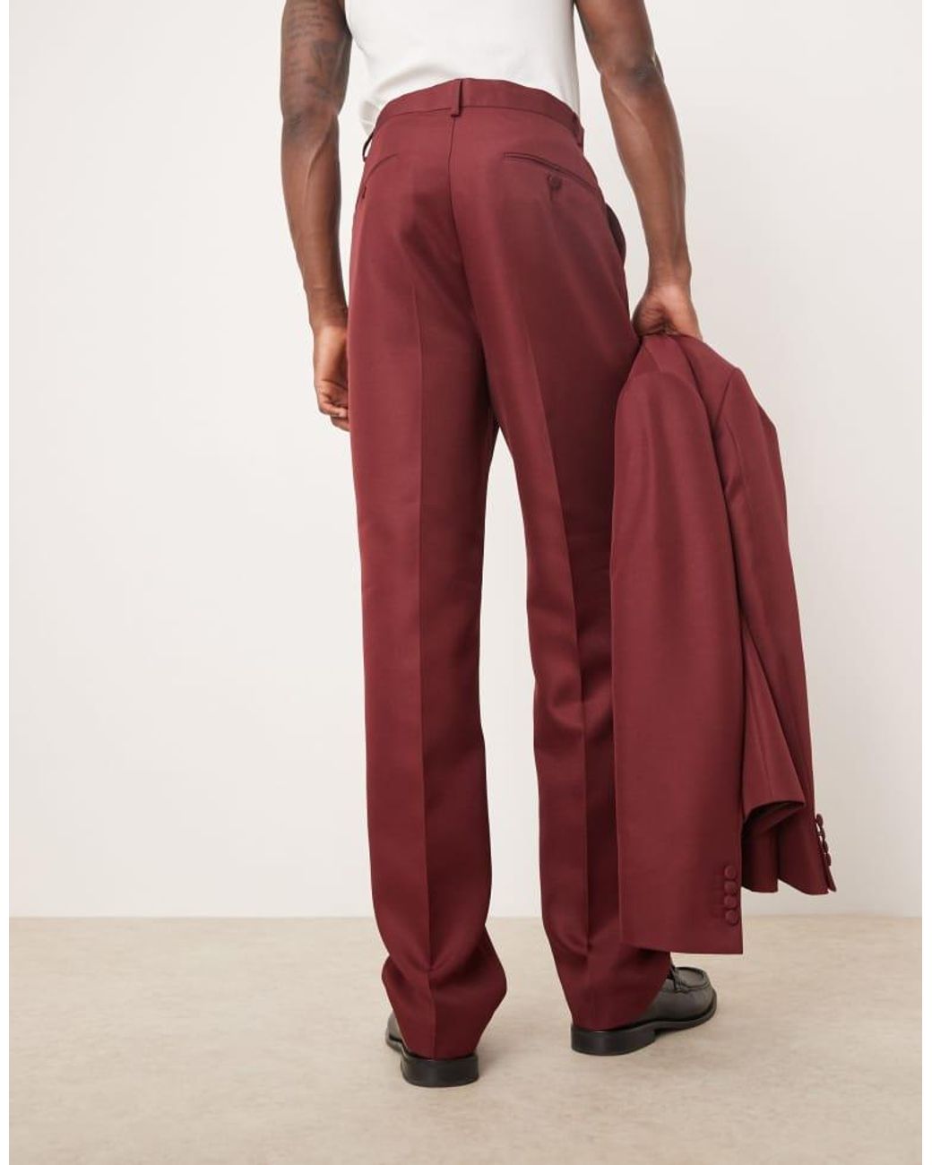ASOS Red Straight Leg Suit Trouser for men