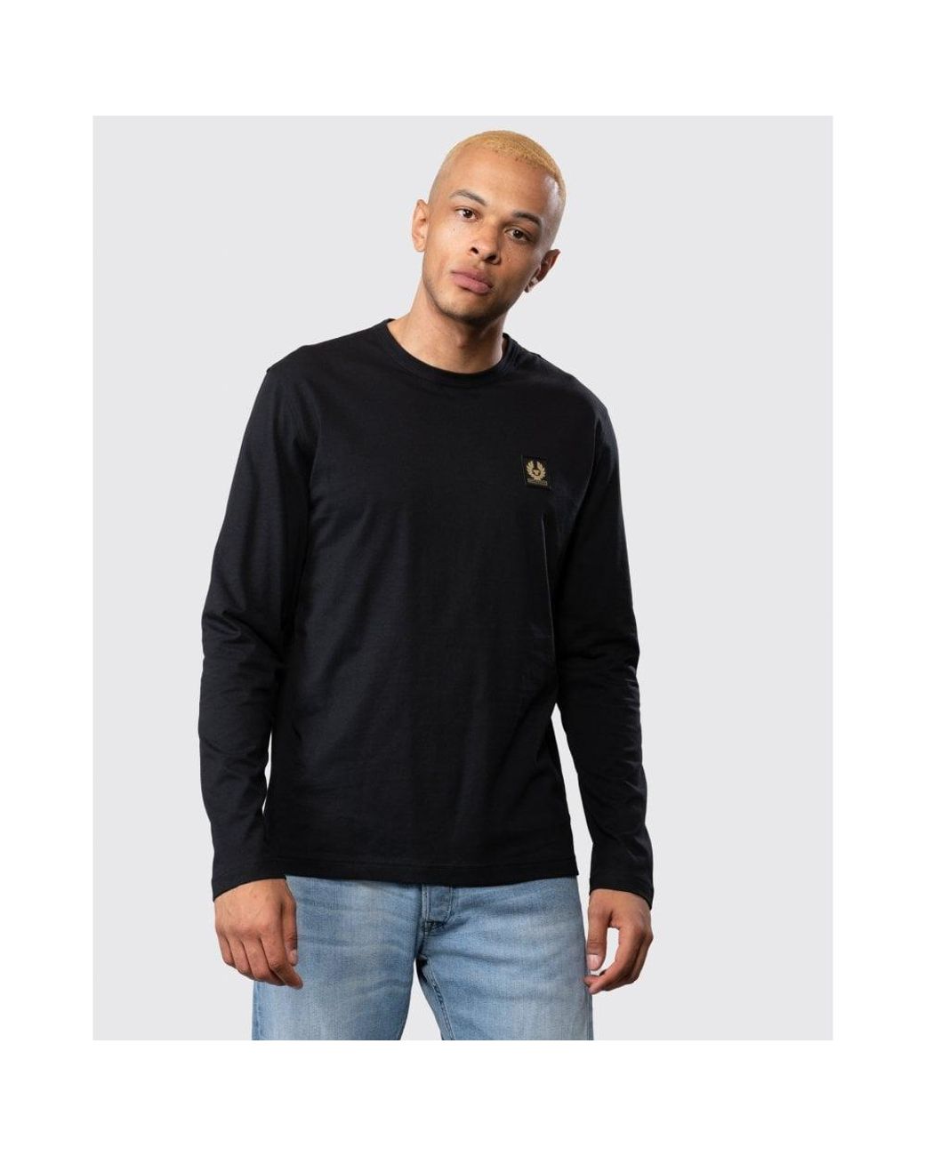 Belstaff Black Long Sleeved Logo Patch T-Shirt for men