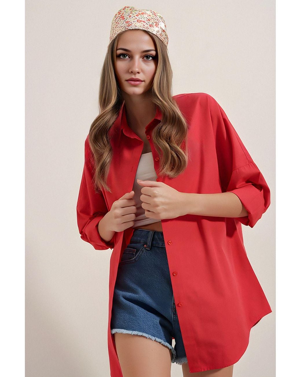Bigdart Red Oversized Poplin 2-Pack Shirt