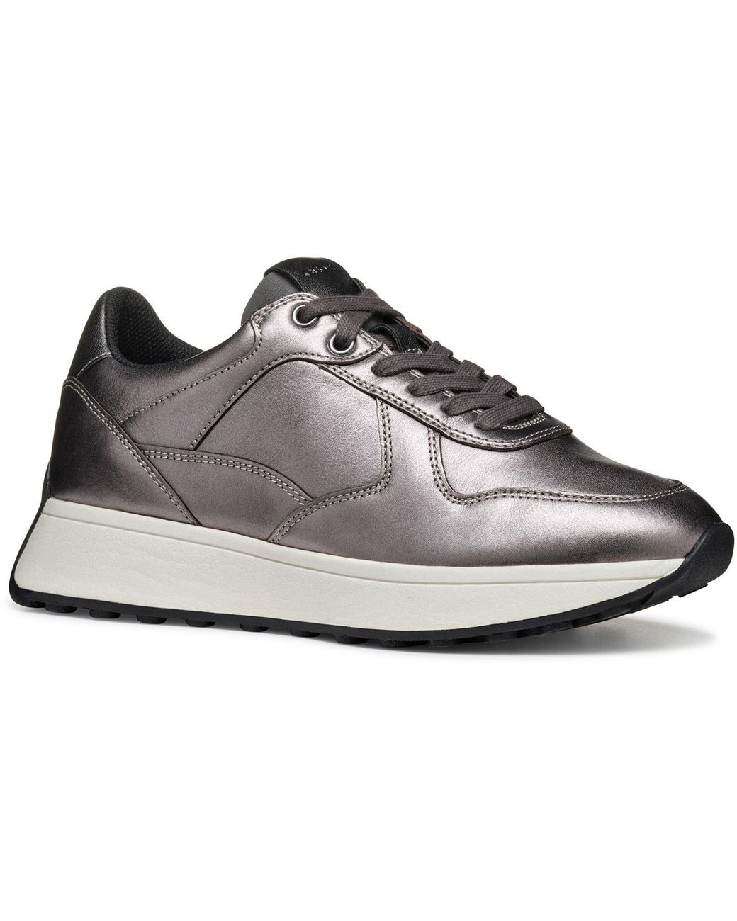Geox Gray D Amabel A Leather Gun Sneakers