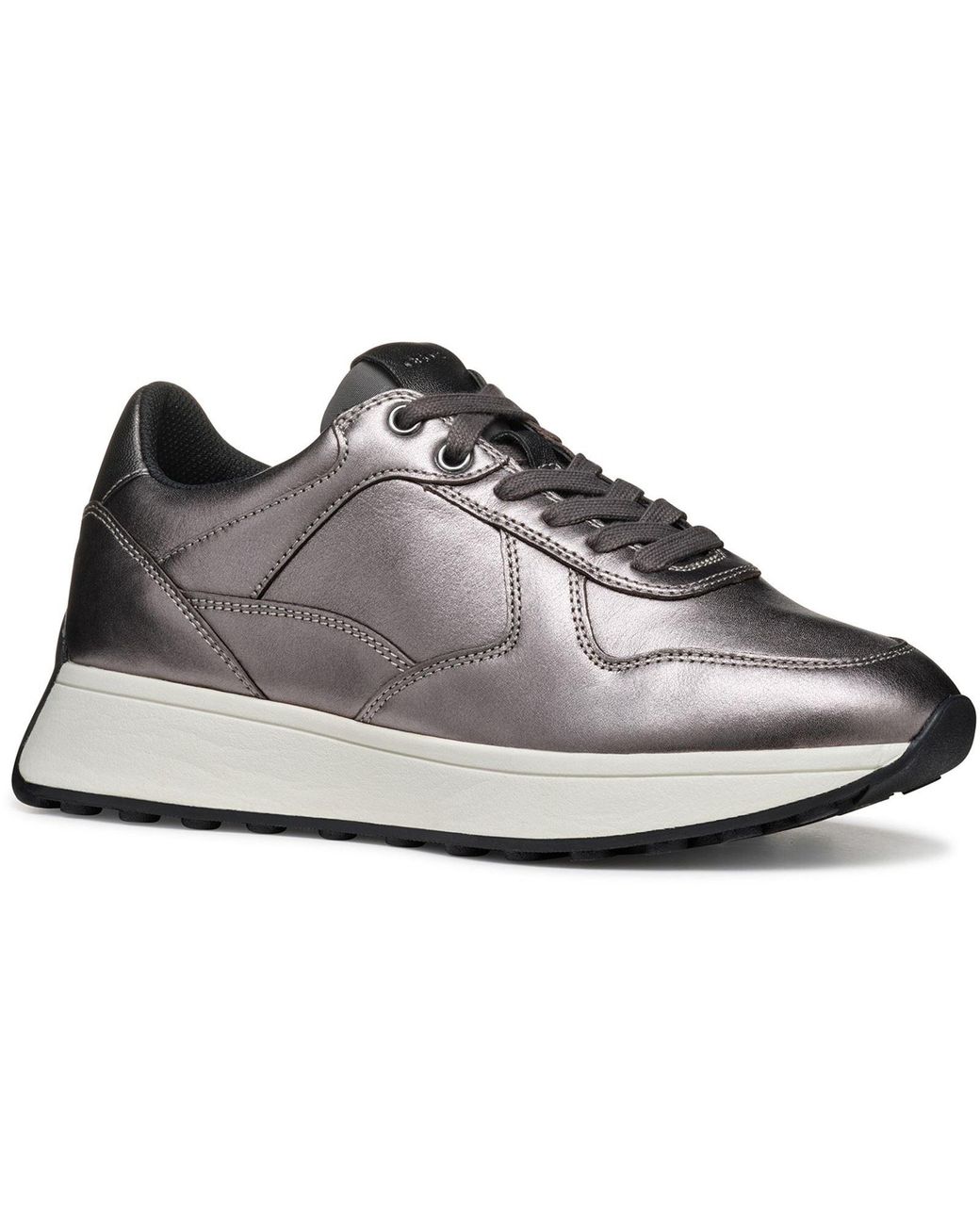 Geox Gray D Amabel A Leather Gun Sneakers