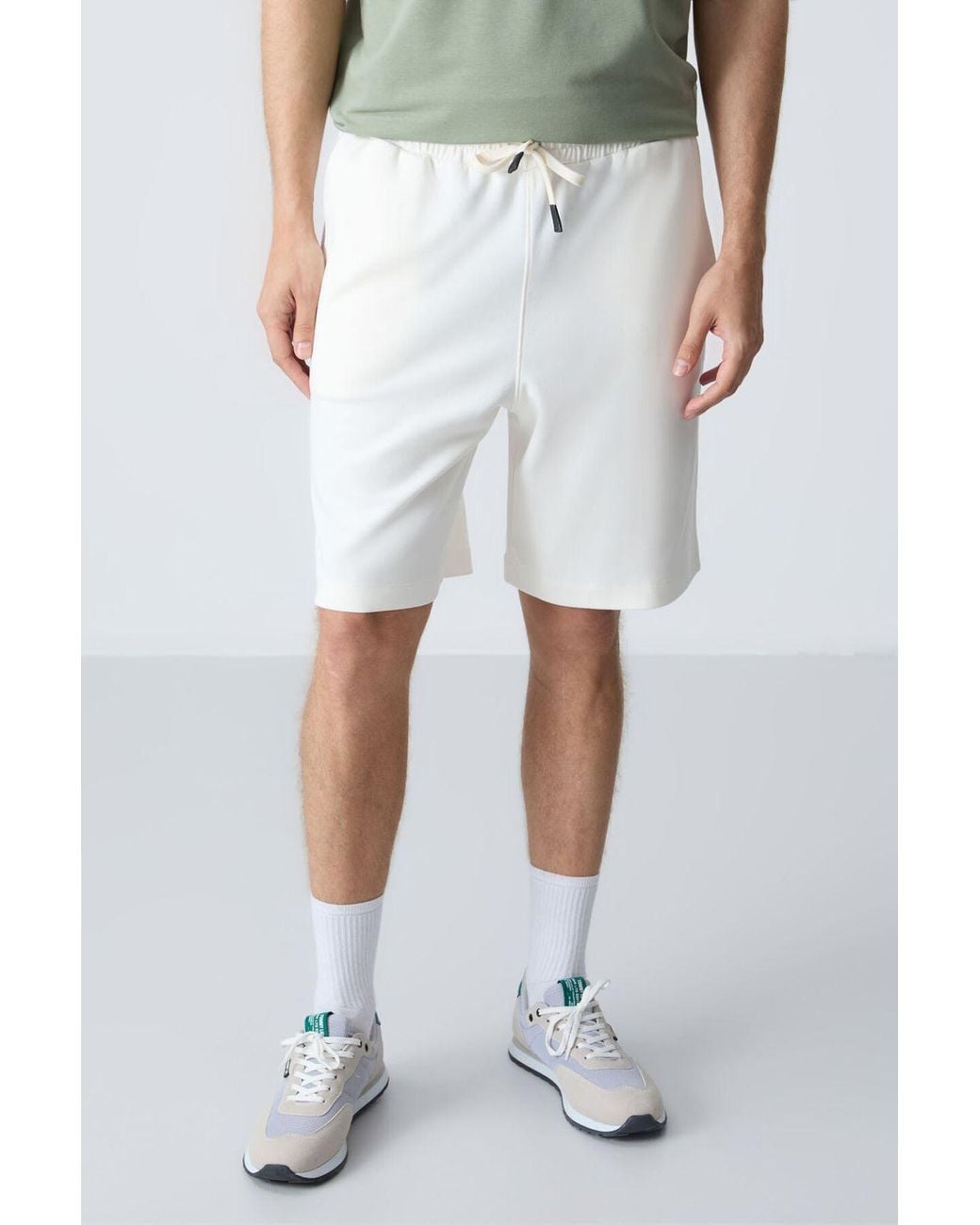 TOMMY LIFE White Cotton-Blend Sweat Shorts for men