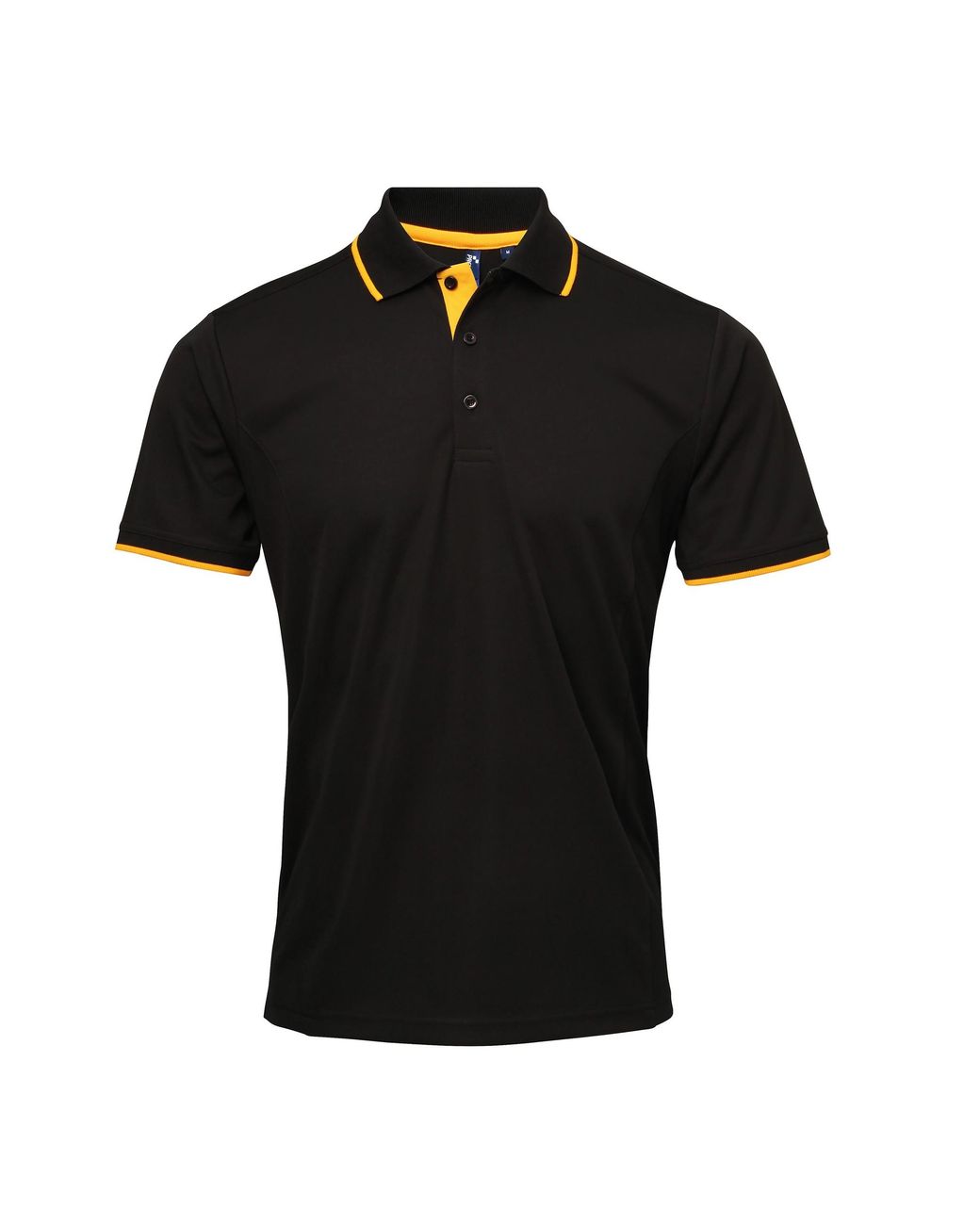 PREMIER Black Contrast Coolchecker Polo Shirt /Sunflower) for men