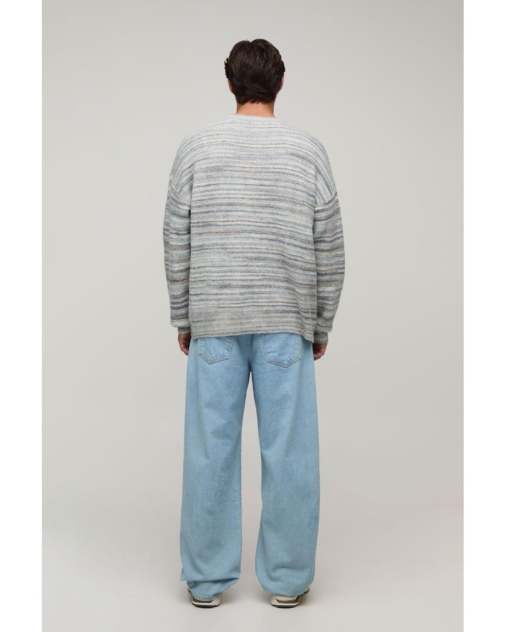BoohooMAN Gray Relaxed Ombre Knitted Jumper for men