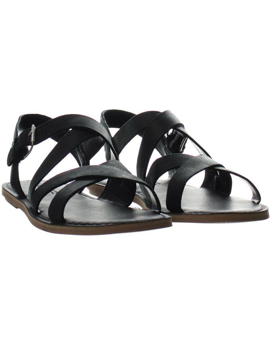 TOMS Black Sicily Sandals Leather