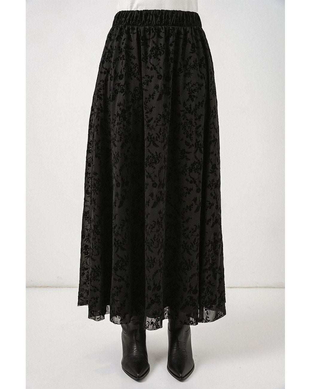 Bigdart White Floral High Waist Maxi Skirt