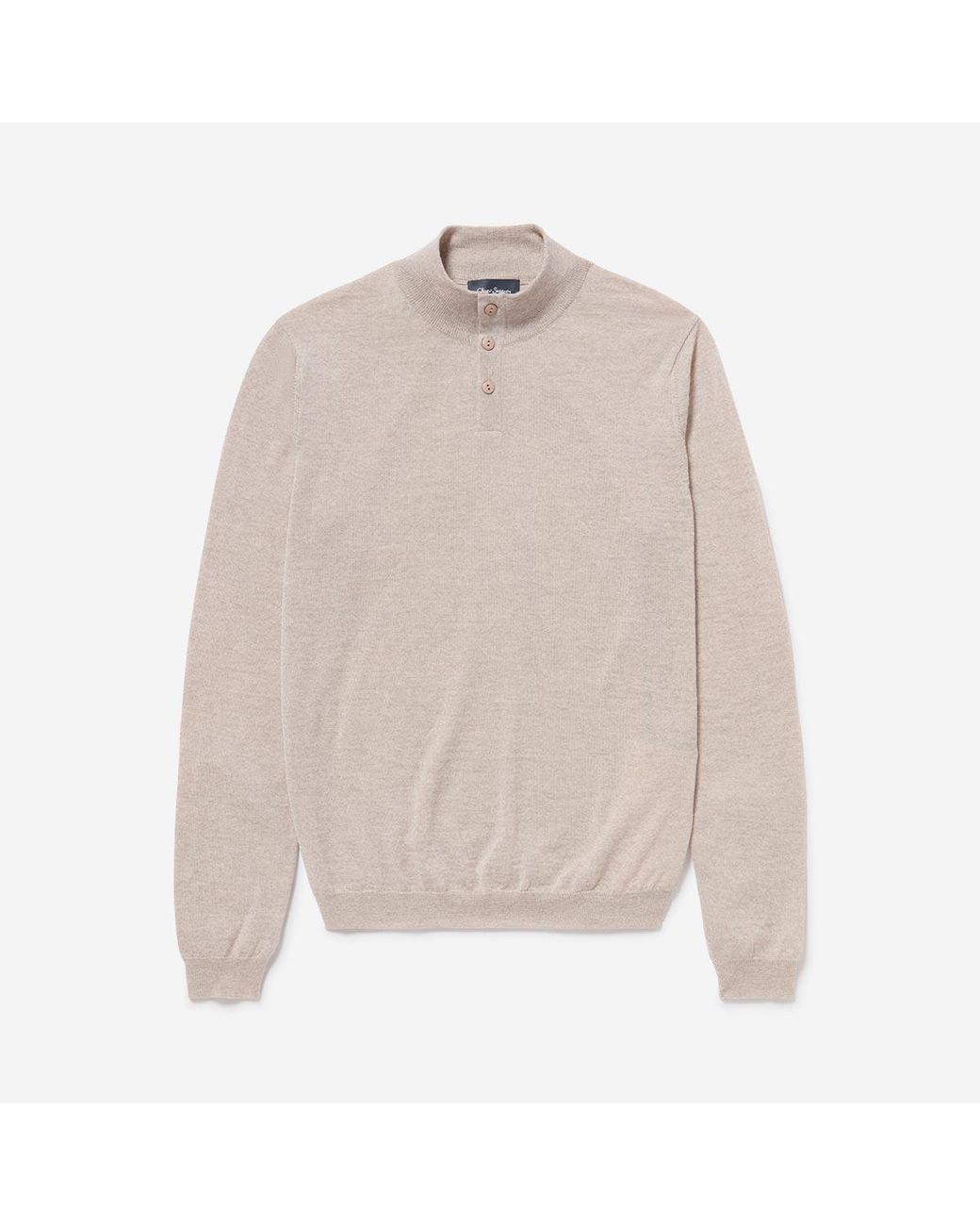 Oliver Sweeney White Merino Wool Buttoned Funnel-Neck Jumper for men