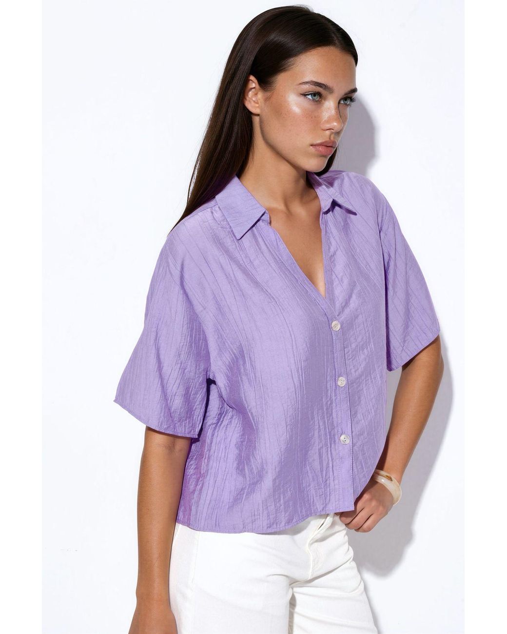 Busem Purple Cropped Relaxed Shirt