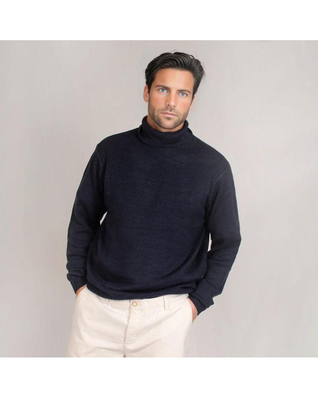 ASOS Blue Roll Neck Jumper for men