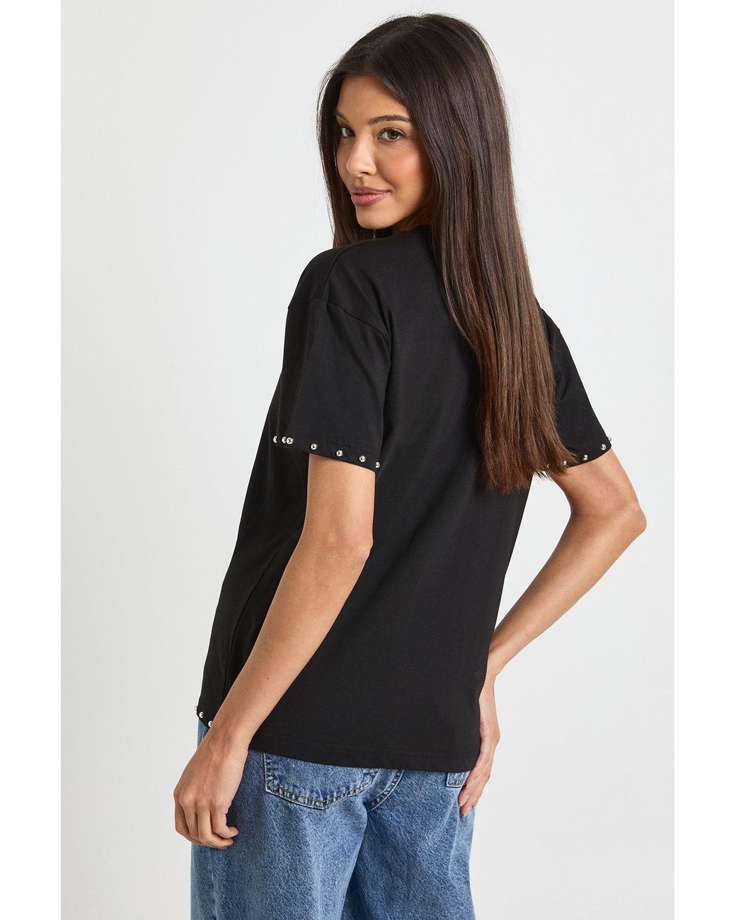 Boohoo Black Stud Detail Oversized T-Shirt