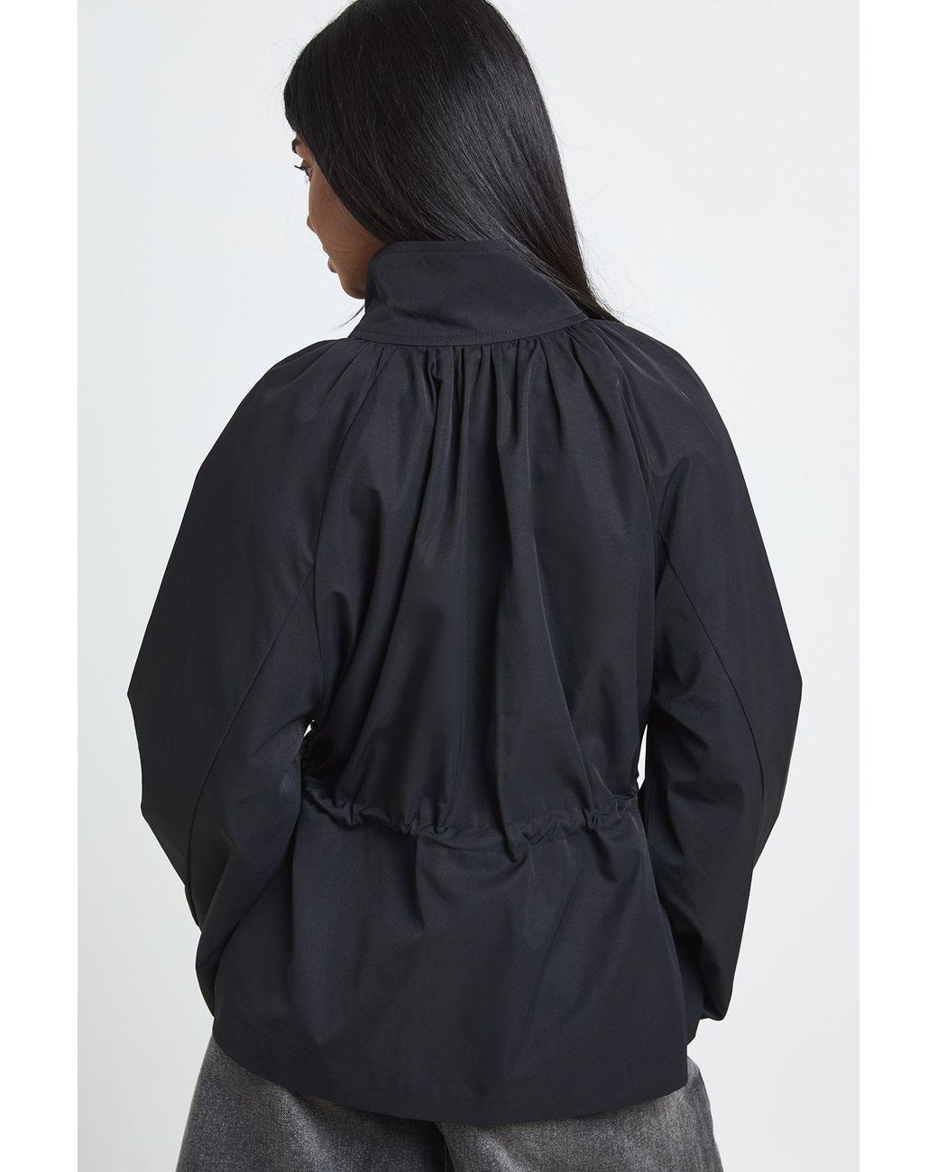 Boohoo Blue Funnel Neck Cinched Waist Jacket