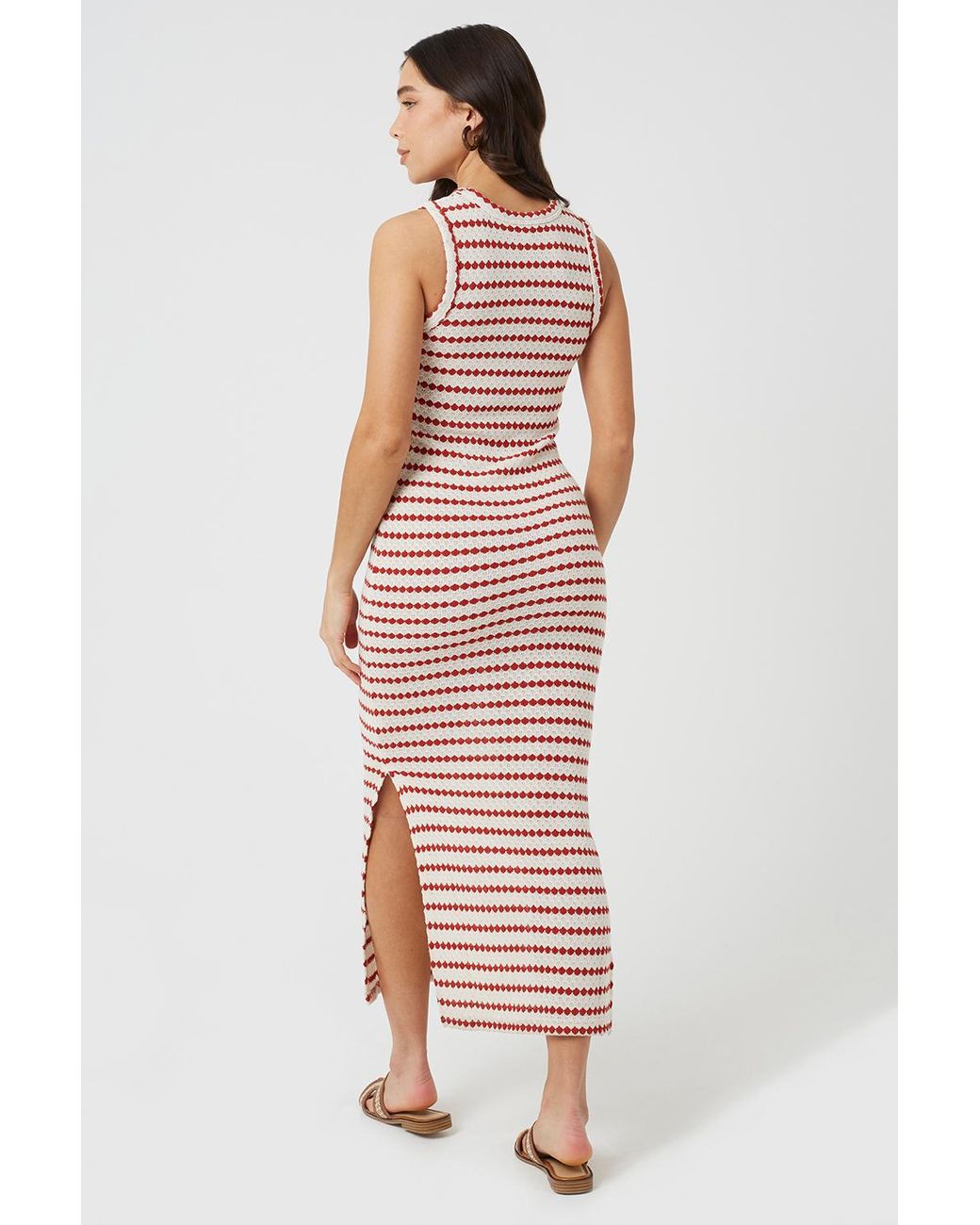 Brave Soul Natural Textured Jersey Sleeveless Stripe Maxi Dress