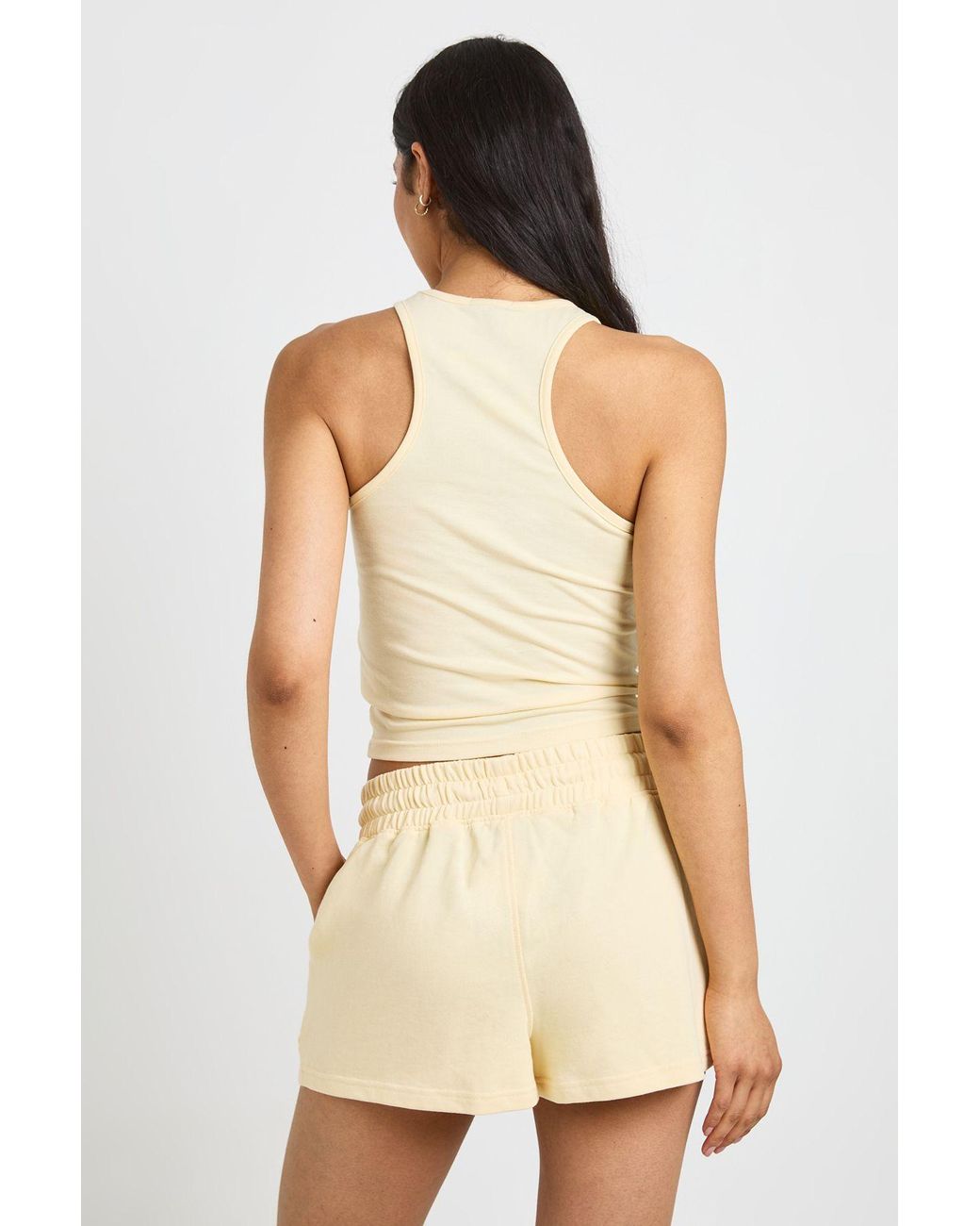 Boohoo Blue Tall Racer Top And Sweat Short Set
