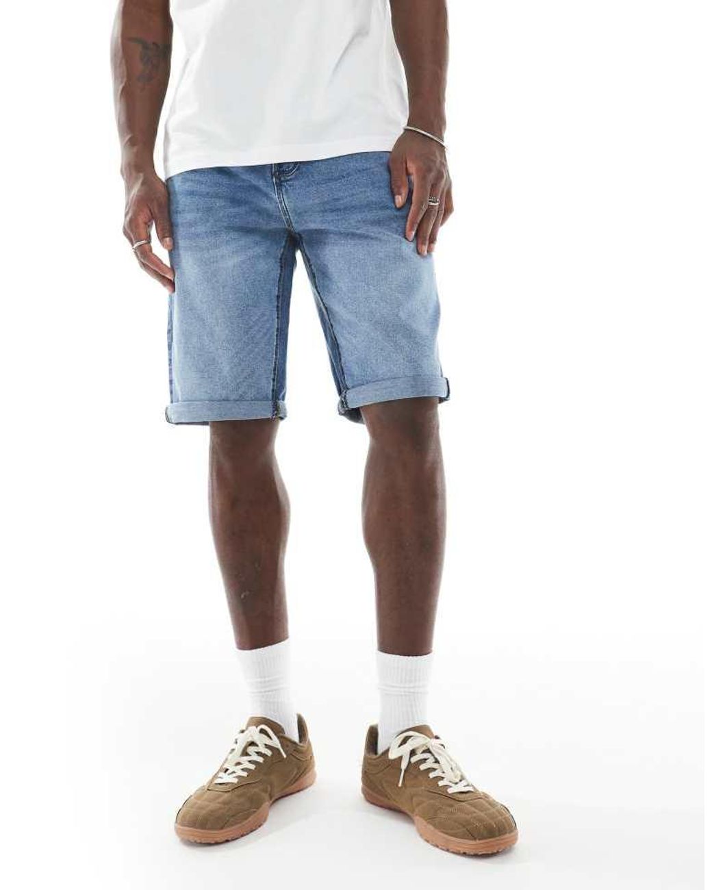 French Connection Blue Classic Denim Shorts for men