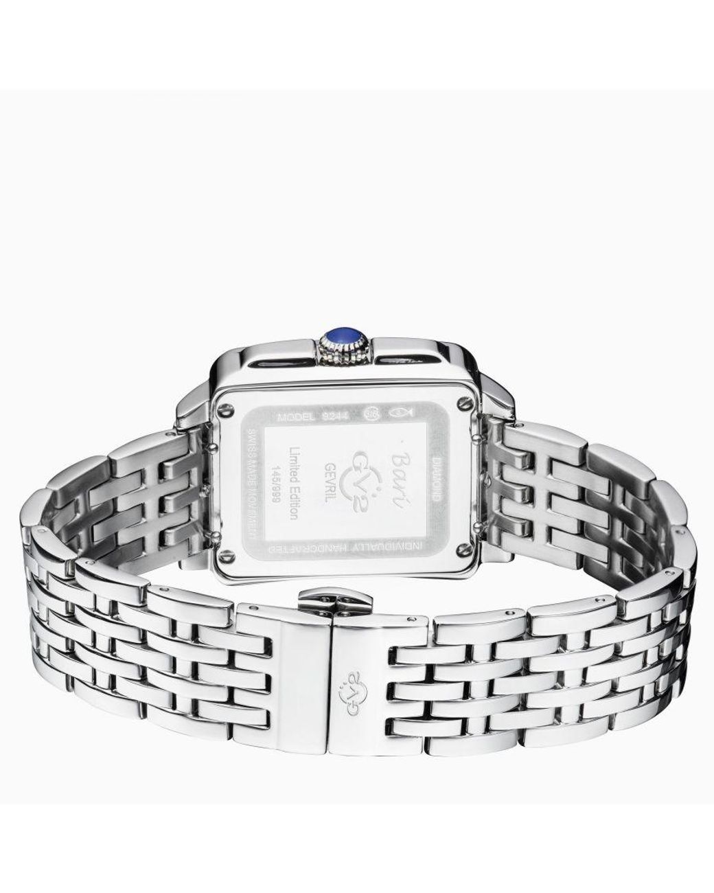 Gv2 White Bari Tortoise Swiss Quartz Diamonds Mother Of Pearl Dial Stainless Steel Bracelet Watch