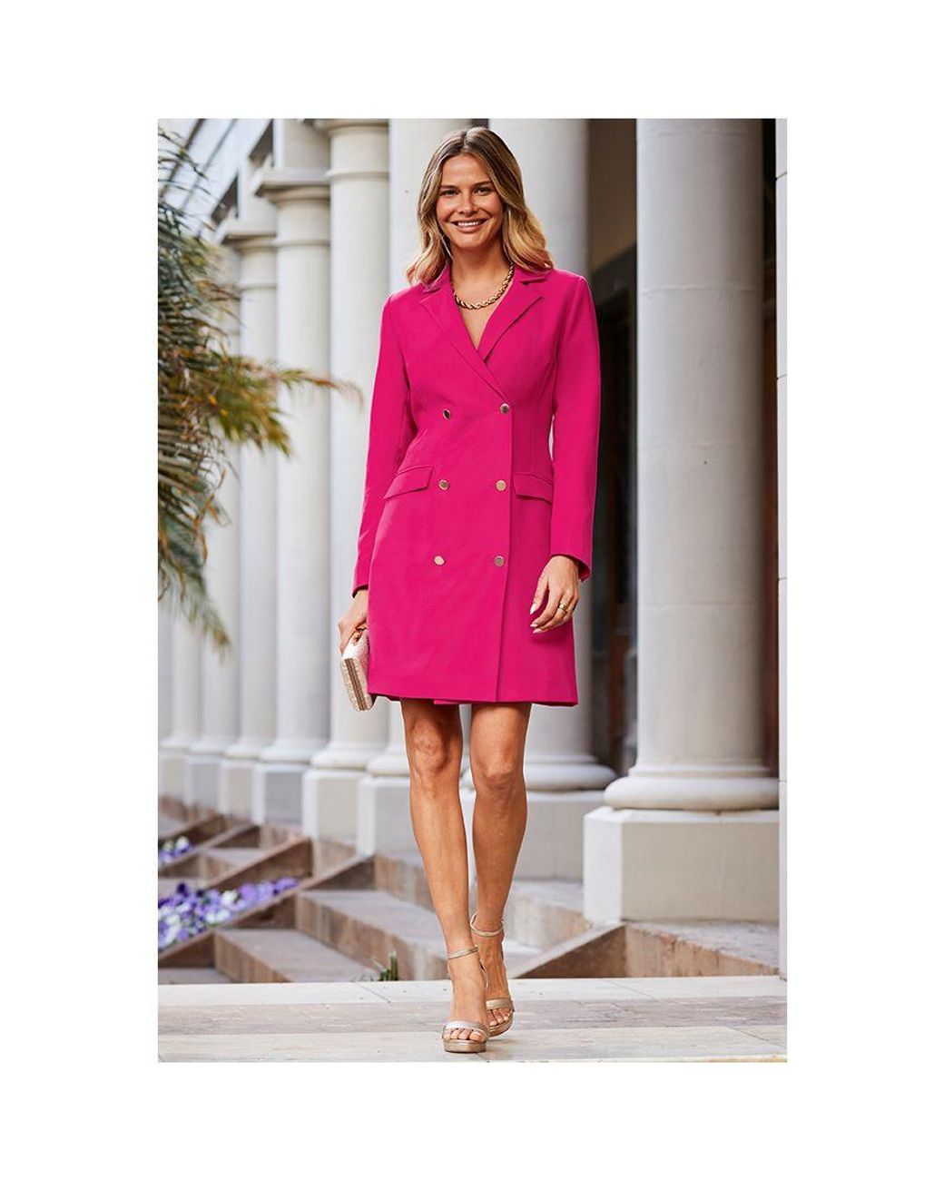 Pink double breasted blazer dress clearance
