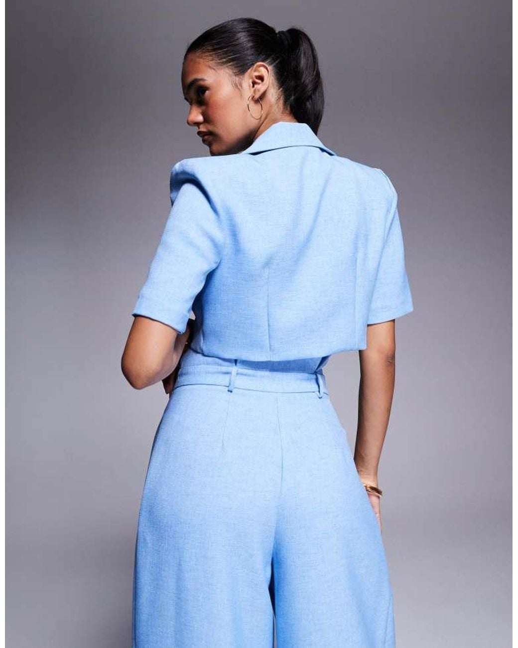 ASOS Blue Co-Ord Cropped Tailored Shirt