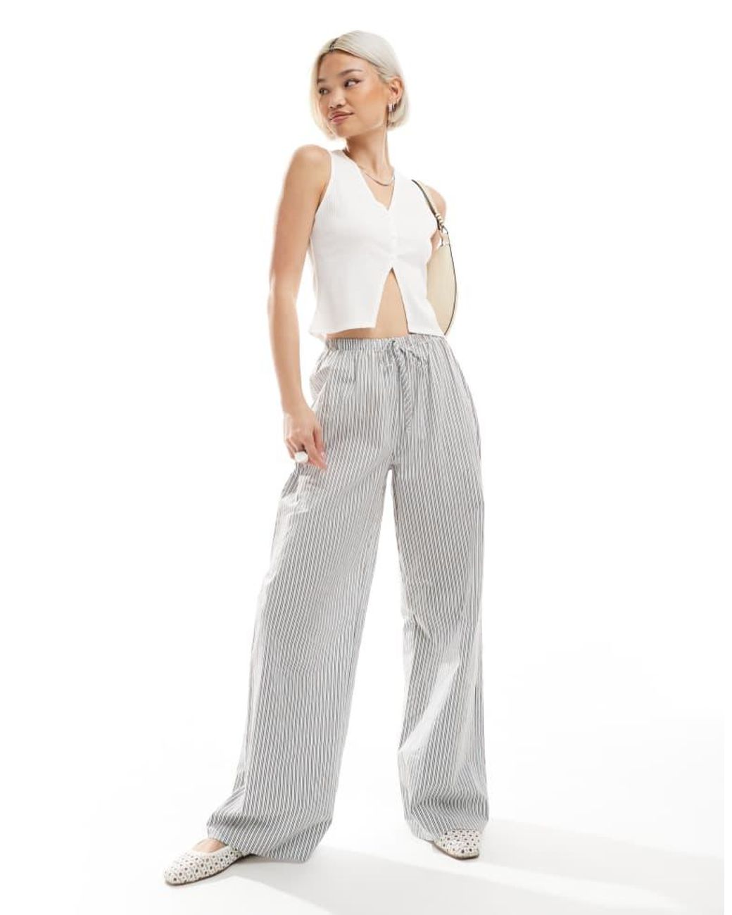 Miss Selfridge White Jersey Ribbed Waistcoat