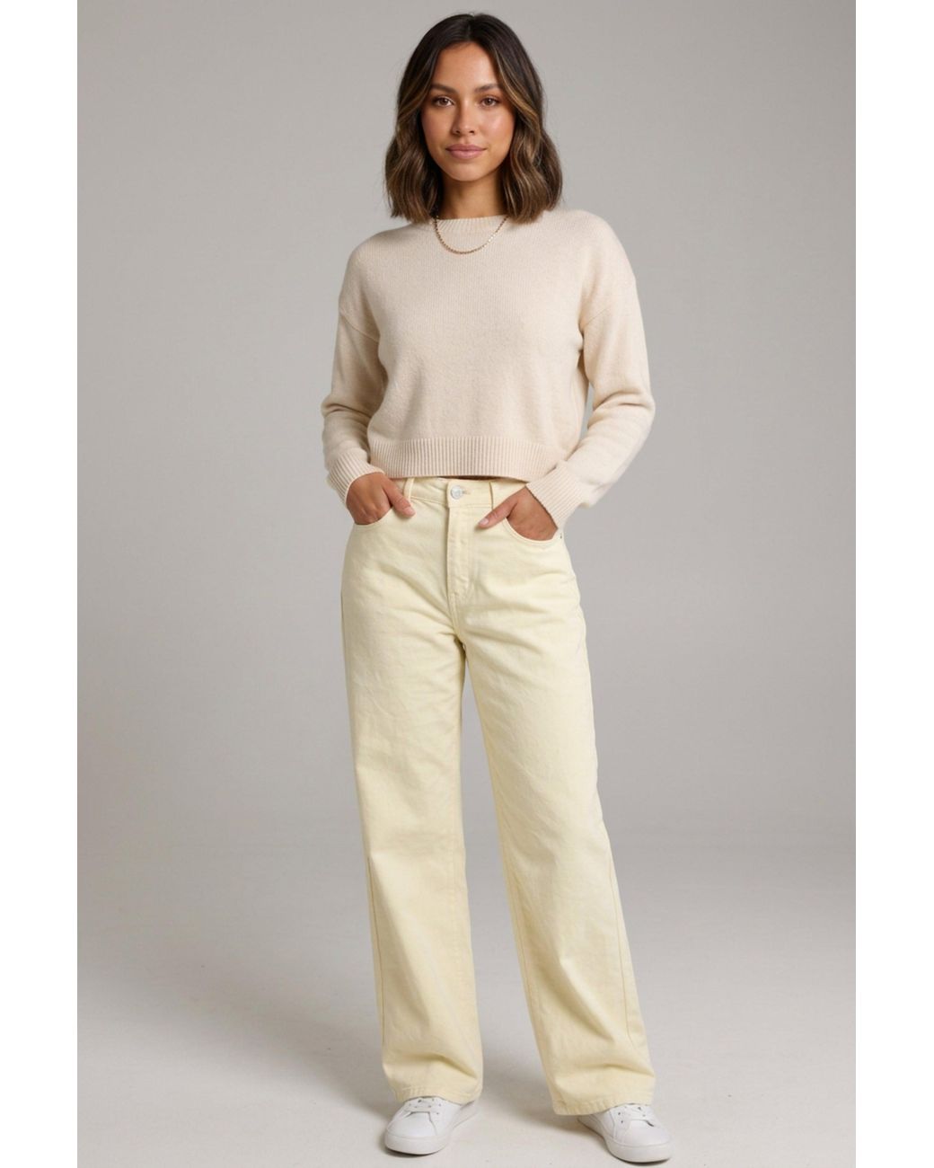 Femme Luxe Natural High Waisted Wide Leg Jeans