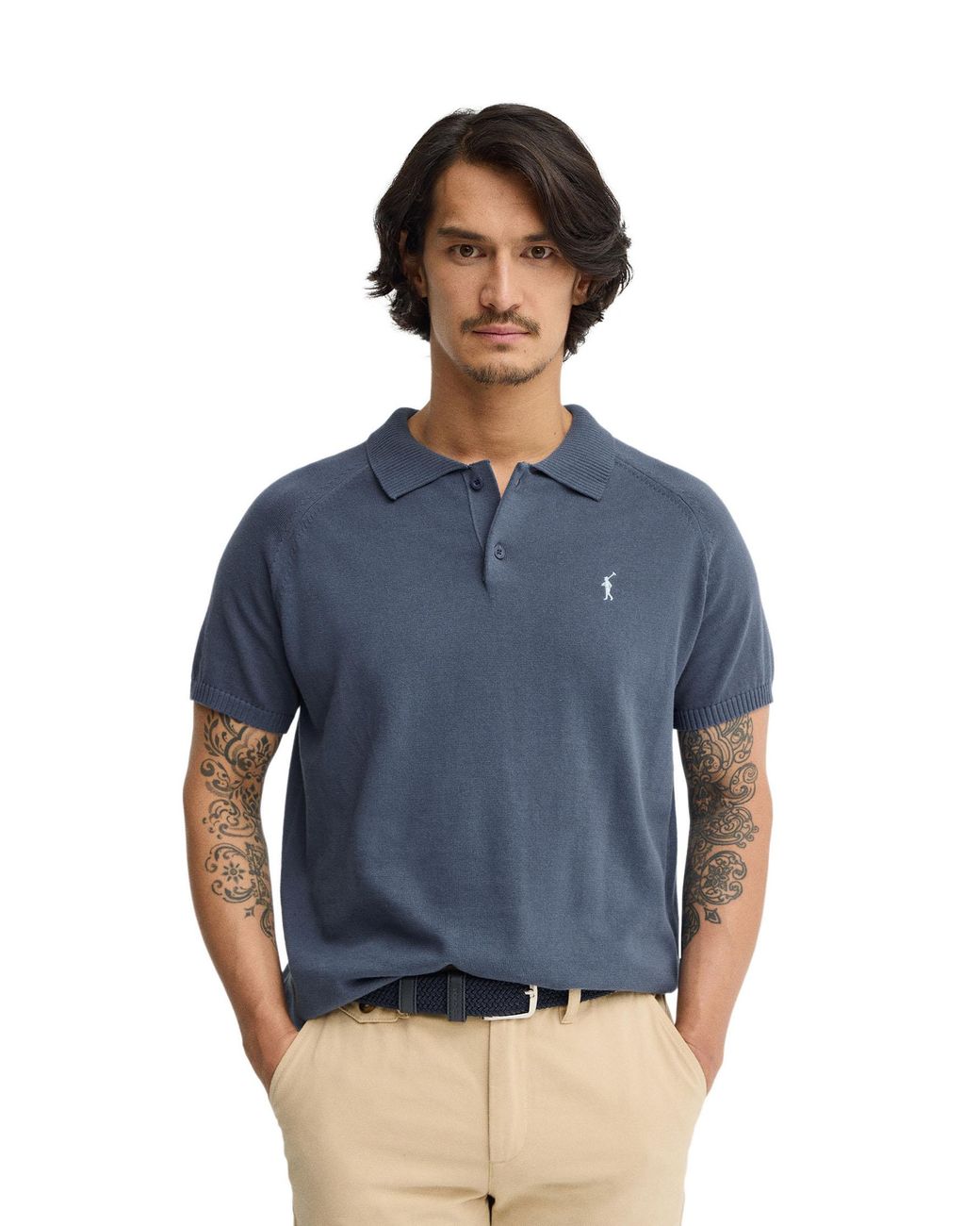 POLO CLUB Blue Short Sleeve Neck Sweater Pullover17 for men