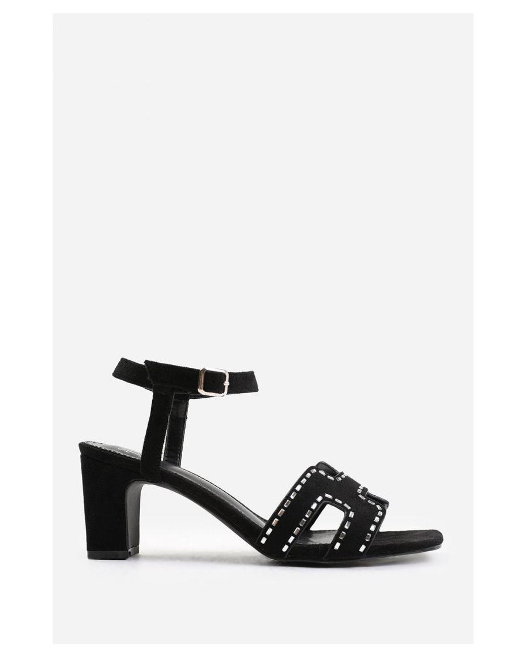Where's That From Black Wheres 'Tinsley' Low Block Heel With Cut Out Detailing And Diamantes