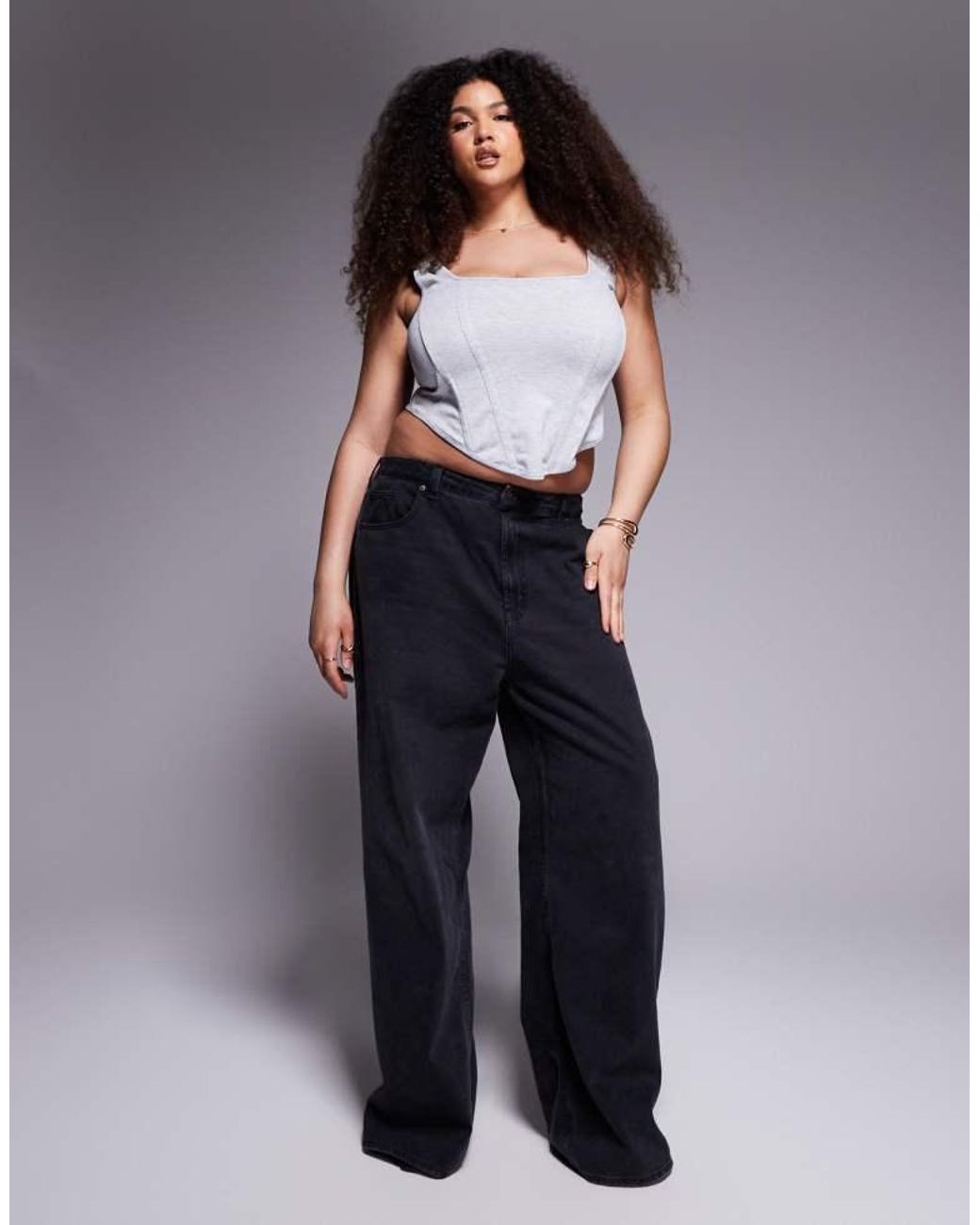 ASOS Gray Design Square Neck Corset Top