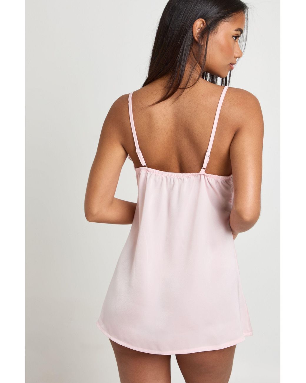 Boohoo White Satin Lace Detail Nightie