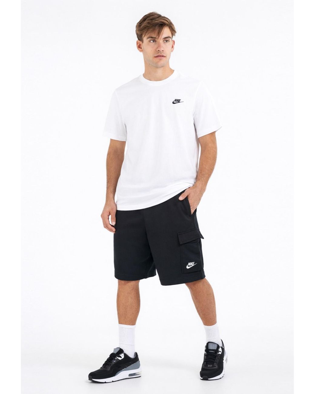 Nike White Tracksuit T Shirt Cargo Pocket Shorts for men