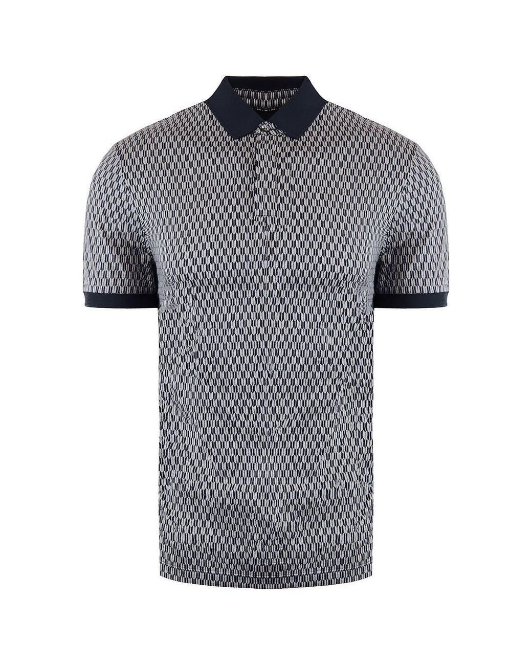 Armani Gray Emporio Printed Polo Shirt Cotton for men