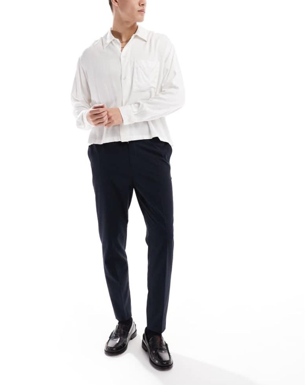 ASOS Blue Smart Tapered Fit Trousers for men