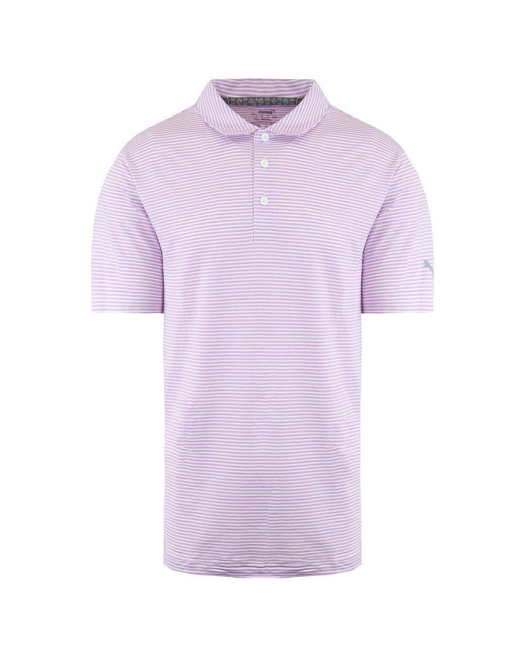 PUMA Purple Drycell Short Sleeve Stripe Caddle Polo Shirt 595115 17 for men