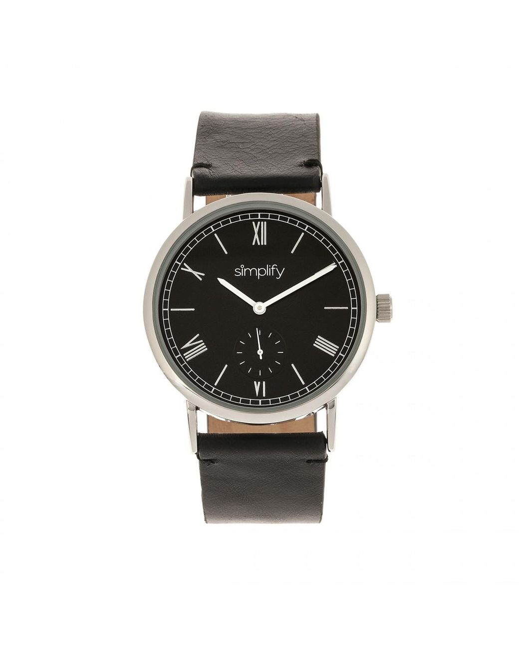 Simplify Black The 5100 Leather-Band Watch